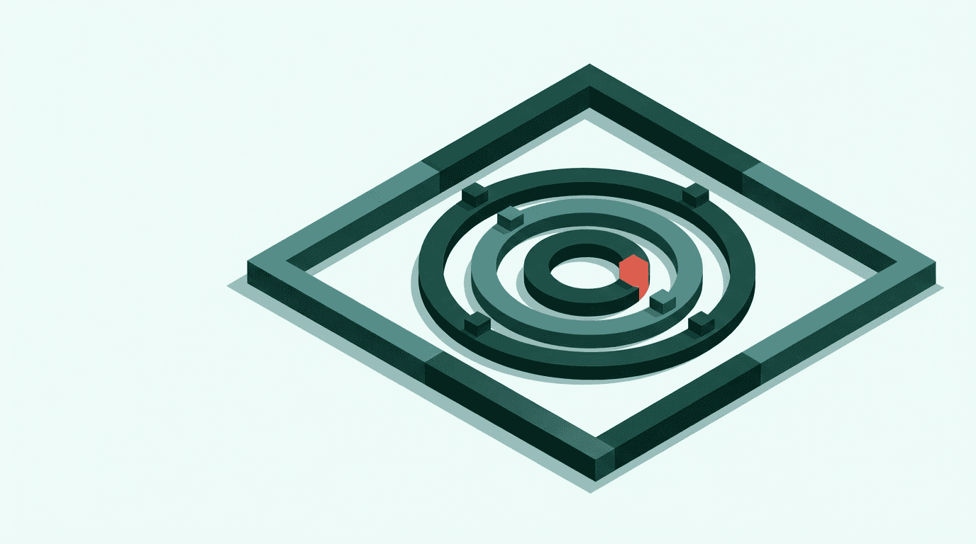 Markers sit on concentric rings within an open frame; the marker on the innermost ring is highlighted.